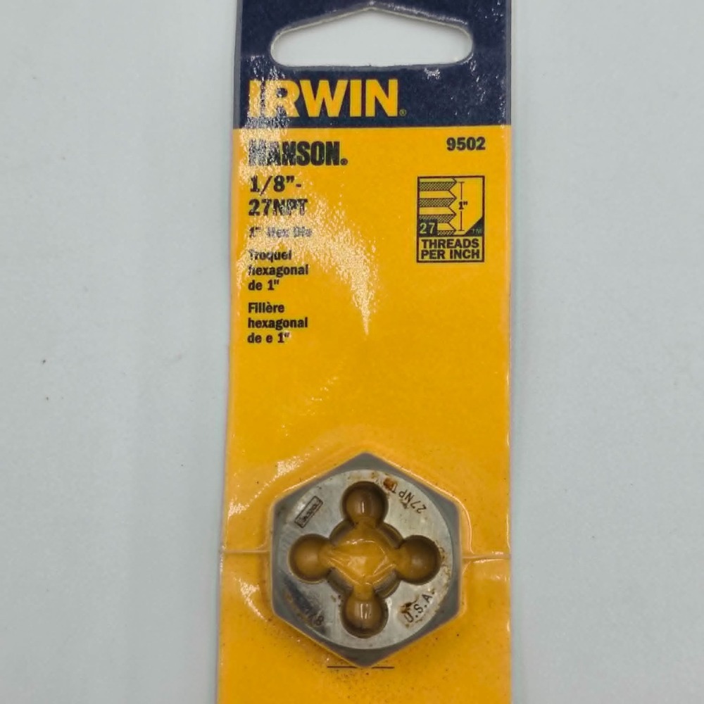 Irwin 9502 Hanson 1/8 in- 27NPT Machine Screw High Carbon Steel SAE Hexagon Die